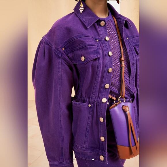 Ulla Johnson Purple Cassis Wash The Odette Jacket Denim Jean Jacket Size Medium - Picture 3 of 12